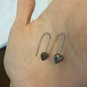 Silver heart earrings set